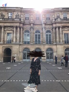 Black Floral Tie-Waist Maxi Dress from Paris